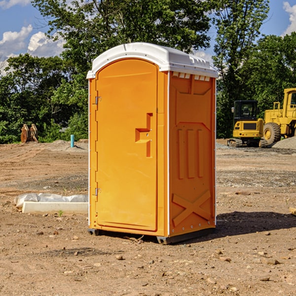 how often are the portable restrooms cleaned and serviced during a rental period in Tioga